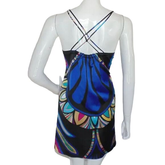 NICOLE Cami/Ultra Mini Dress, S, Bold print, Spag Straps, Hi-low, Knotted back - Picture 11 of 15